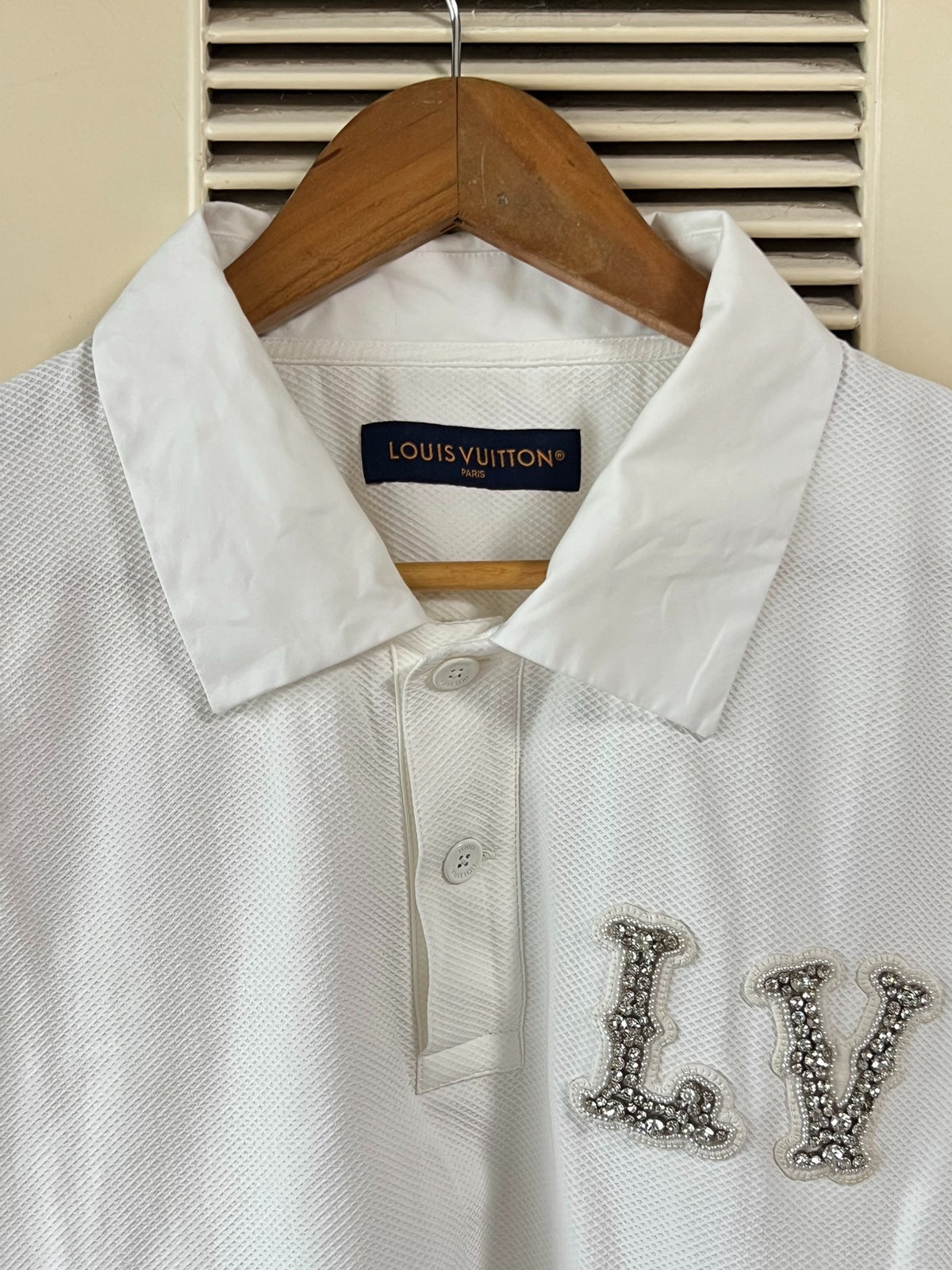Louis Vuitton Rhinestone Embroidery Short Sleeve Shirt