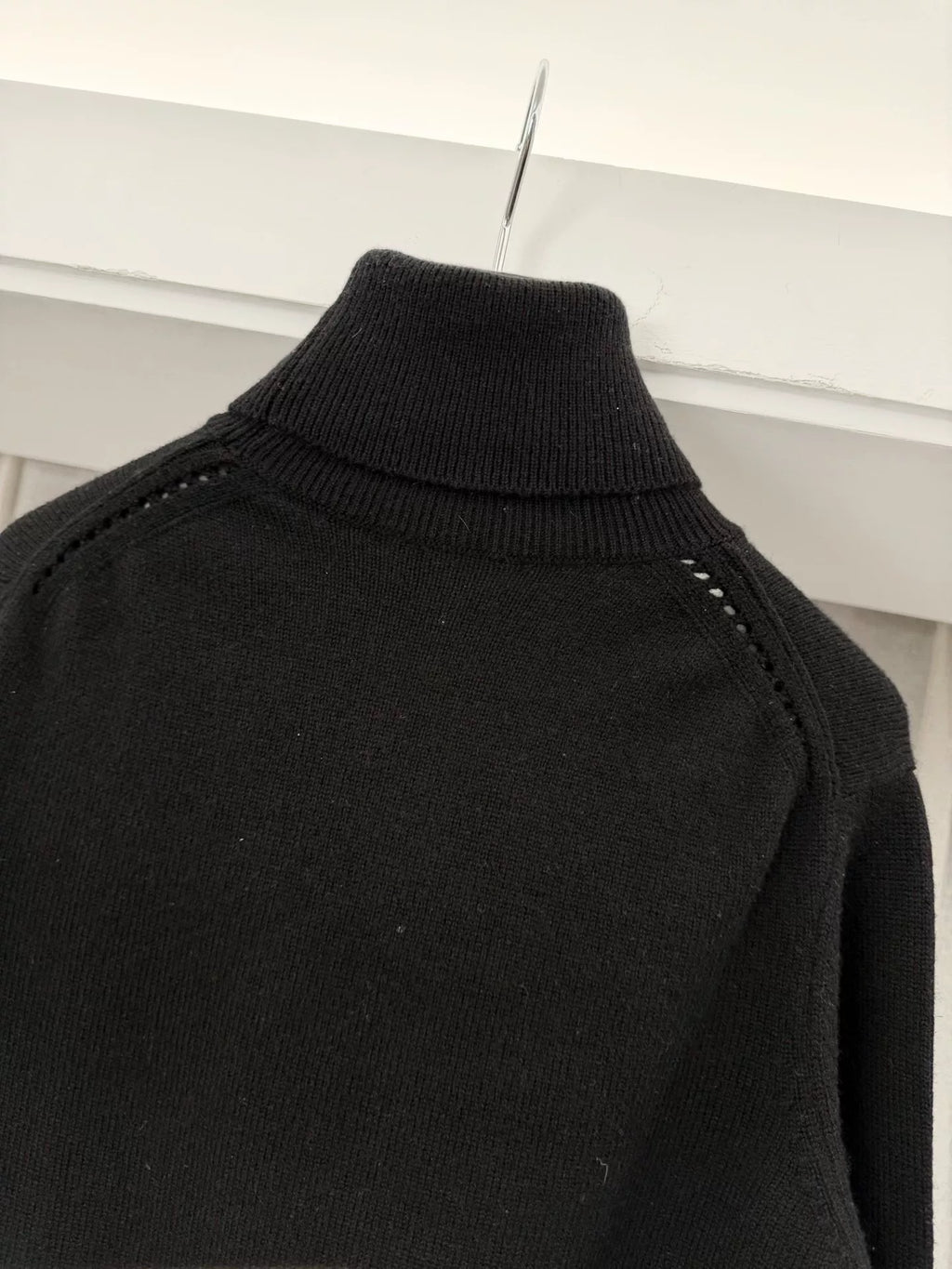 Celine Black Arc de Triomphe Embroidered Turtleneck Cashmere Sweater by Hedi Slimane