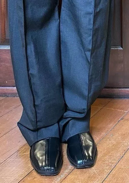 Lemaire SS24 Flat Piped slippers Black Lambskin Monk Strap Shoes