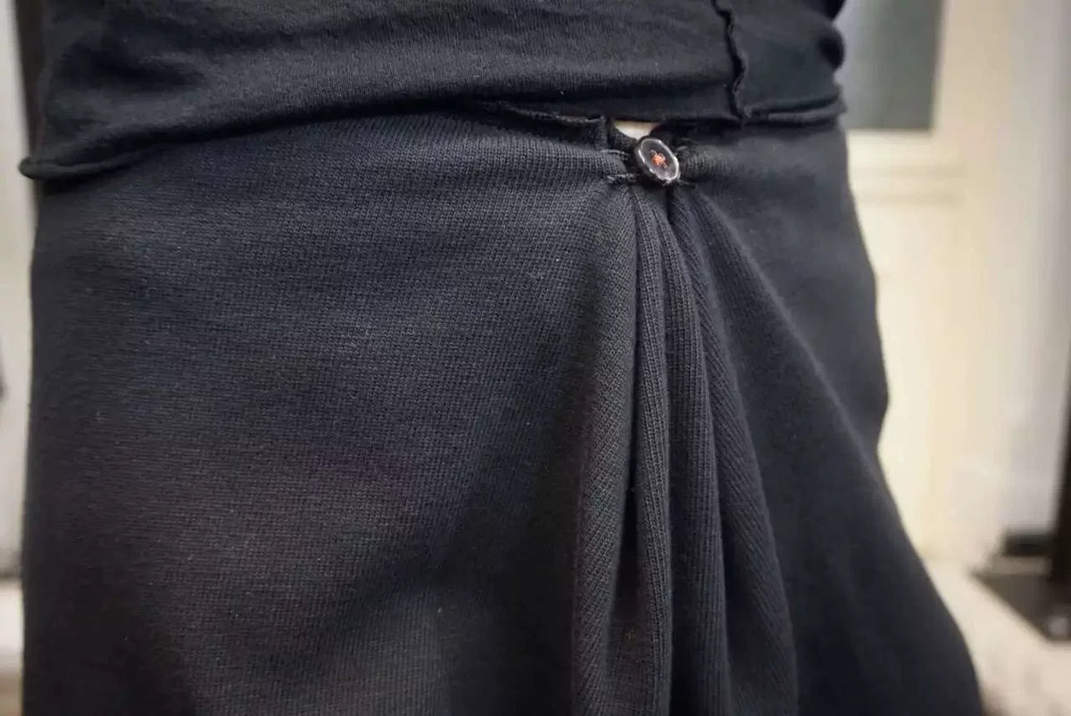 M.A+ SS17 Black Fold Closing Cotton Shorts
