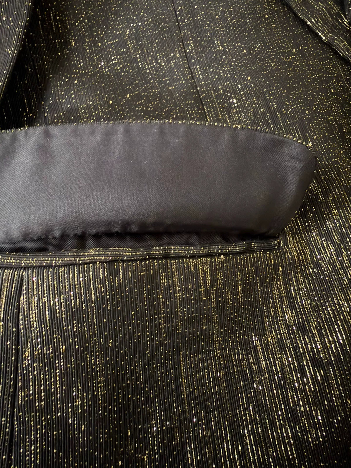 Saint Laurent SS20 Black Gold Thread Jacquard Blazer