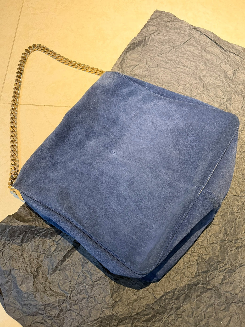CELINE GOURMETTE Suede Micro-Logo Tote Bag