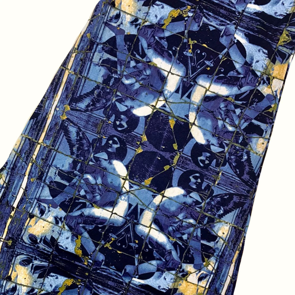 1998 Jean Paul Gaultier Angel Flapper Girl Blue Tile Strap Maxi Dress
