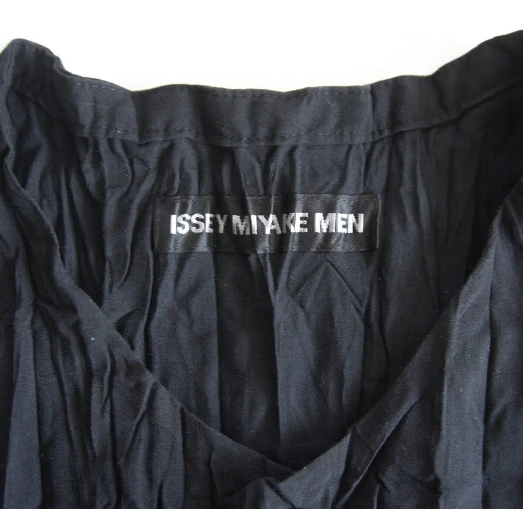 Issey Miyake Black Pleated Short Sleeve Shirt