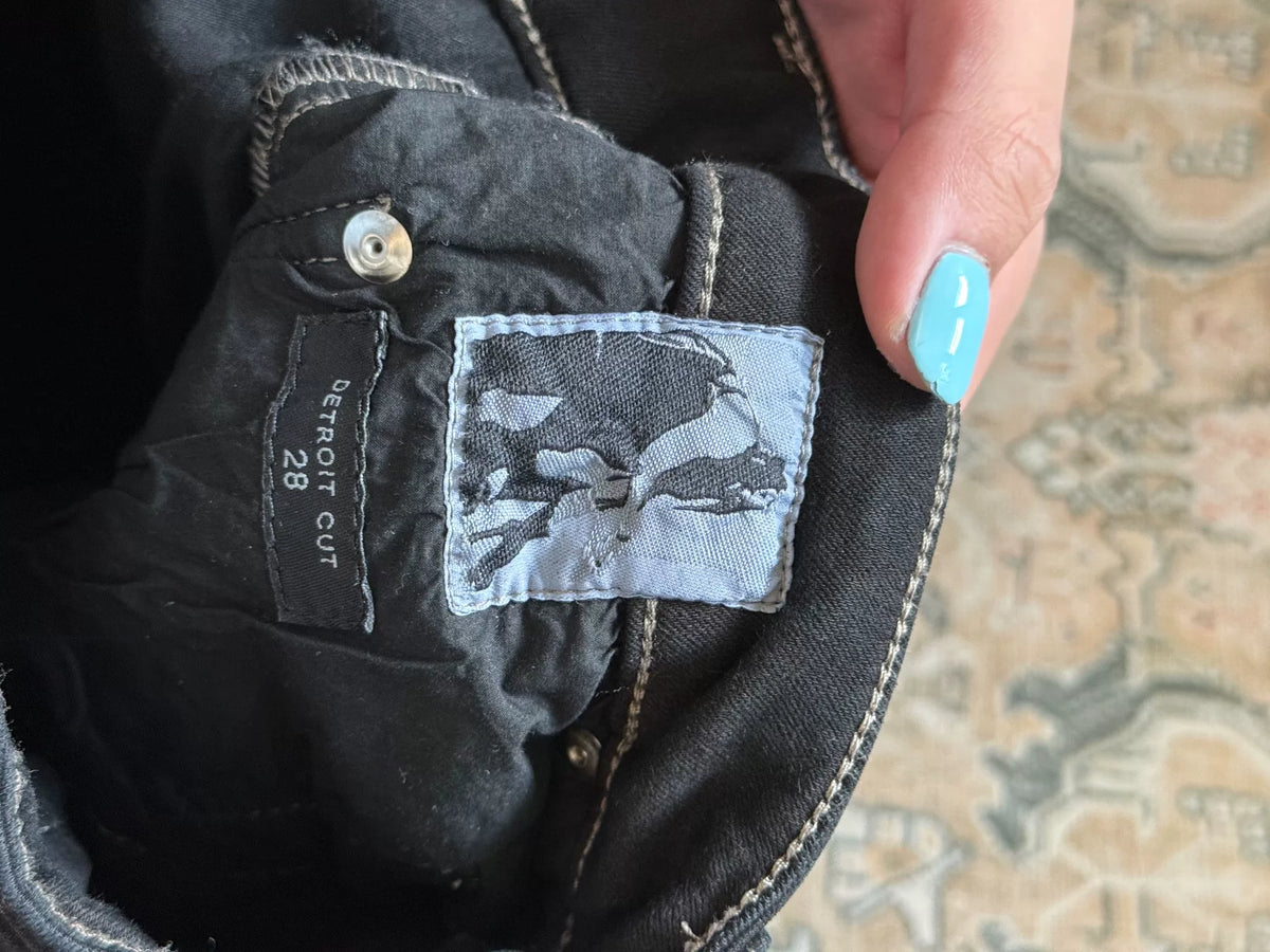 Rick Owens Drkshdw Distressed Waxed Jeans