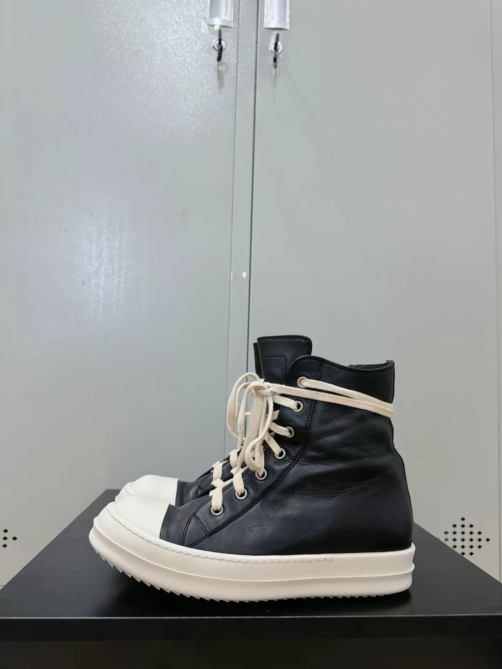 Rick Owens Black and White Tank Sole Large Converse Sneakers