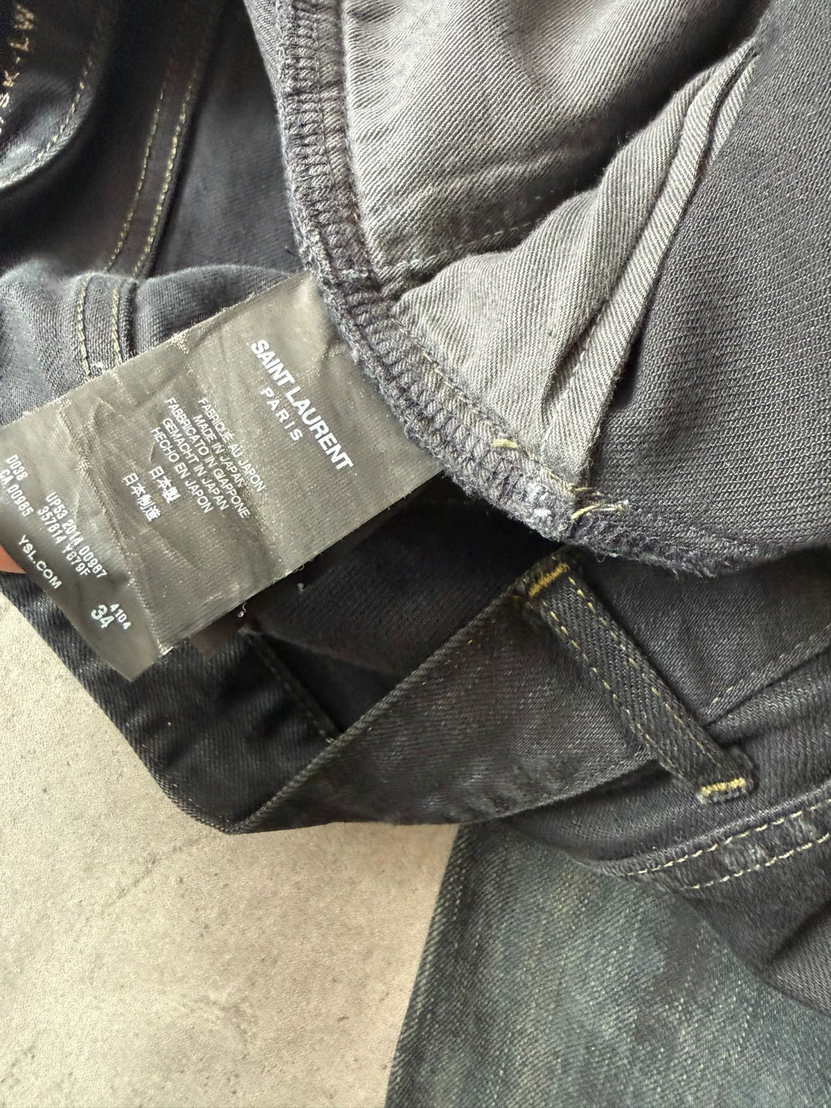 Saint Laurent Paris AW14 D02 Heavy Distressed Oil Stain Decay Jeans by Hedi Slimane