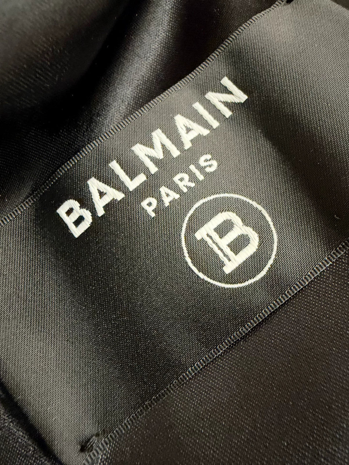 Balmain FW22 Sword Collar One‑Button Pin‑Decorated Satin Peak-Lapel Wool Blazer