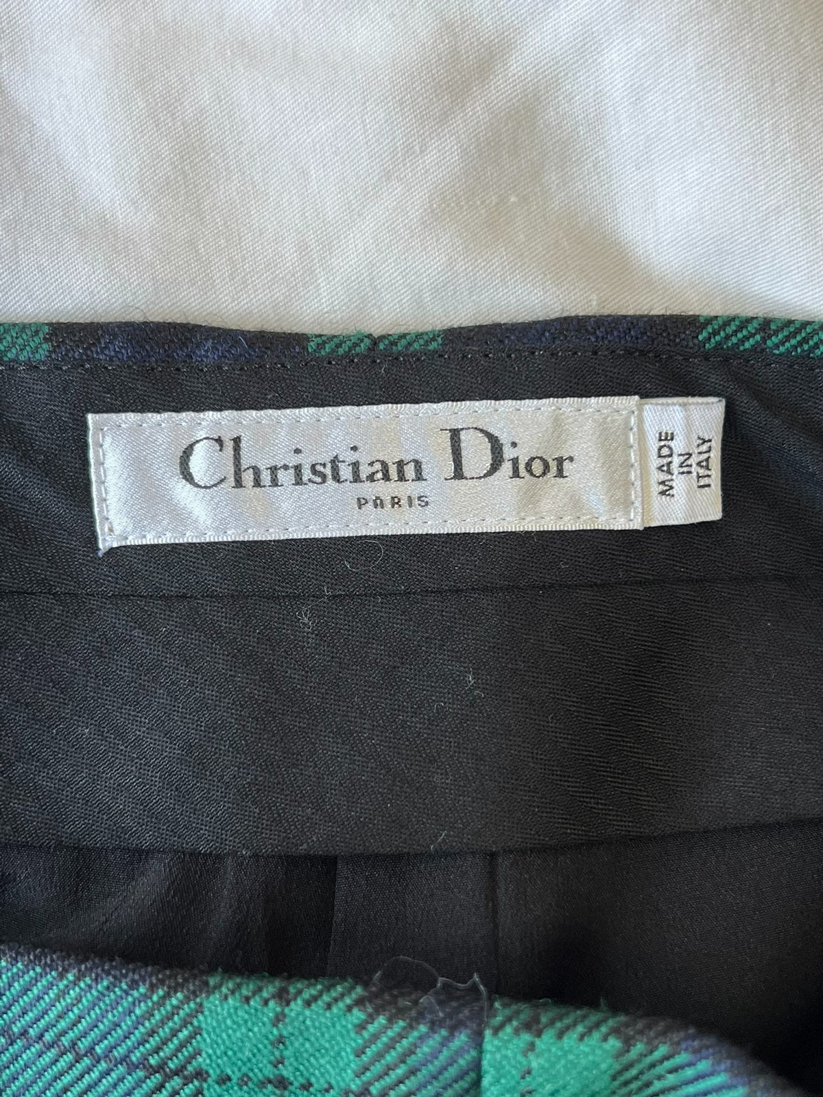 Dior Plaid Wool Green Shorts