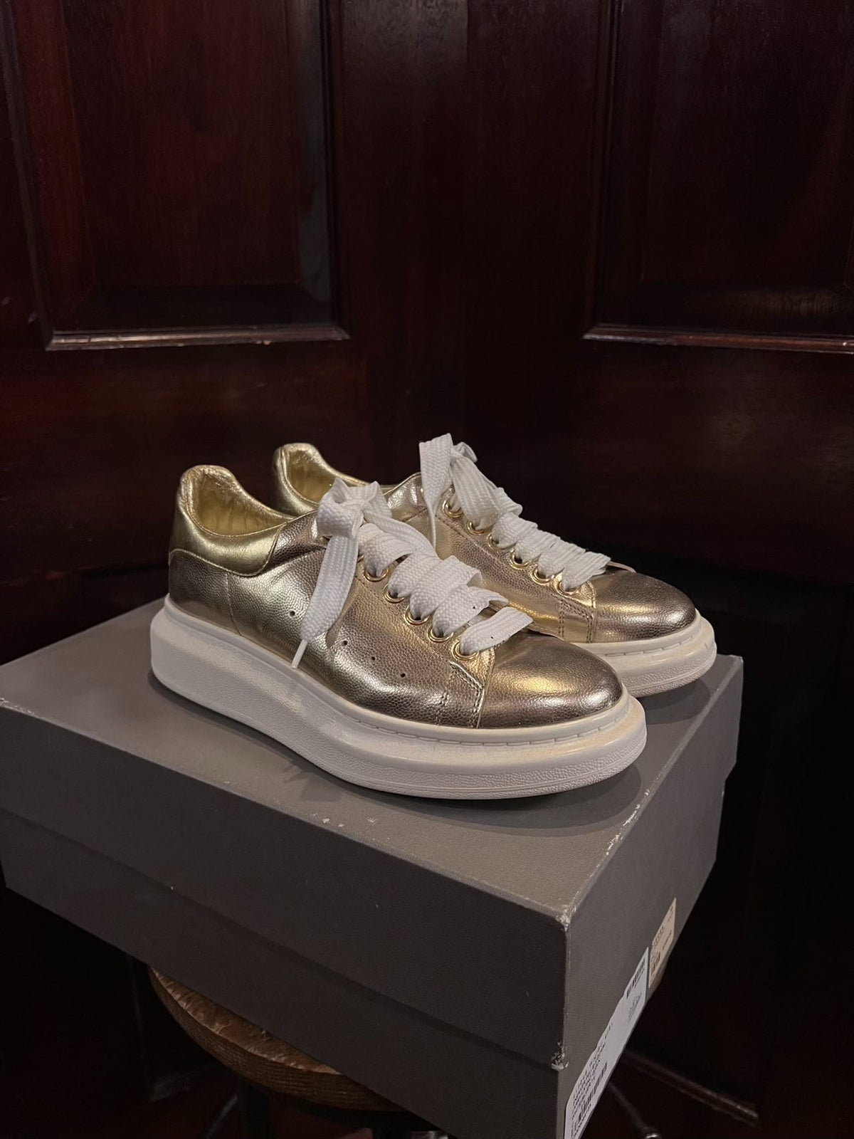 Alexander McQueen AW16 Platinum Calfskin Sneakers