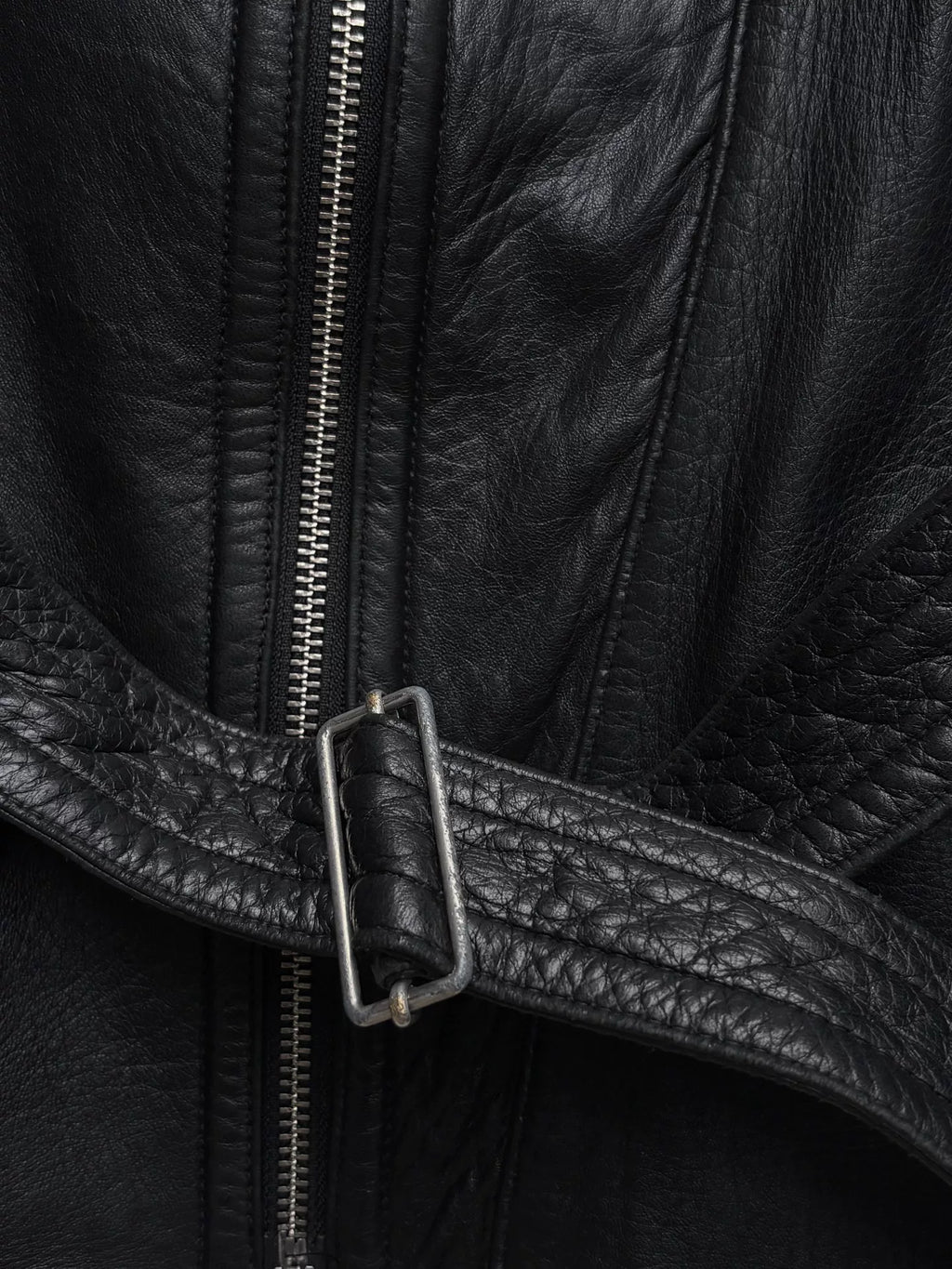 Ann Demeulemeester 2000s Black Asymmetric Zip-Up Leather Jacket