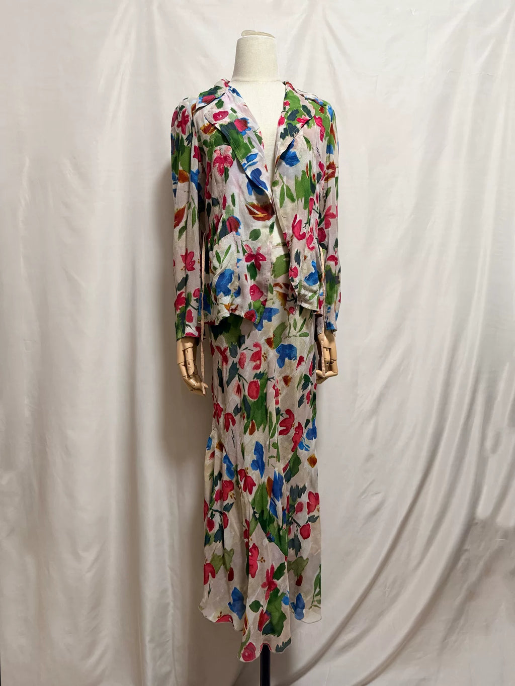 Dries Van Noten 2001 Spring/Summer graffiti print top and skirt set