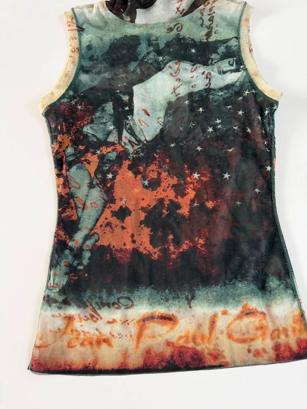 Jean Paul Gaultier Vintage Mesh Portrait Sleeveless Top