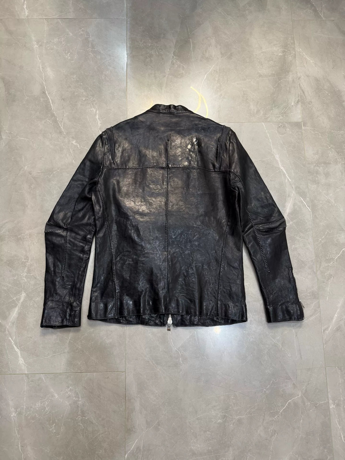 Incarnation Black Stand-Collar Leather Jacket