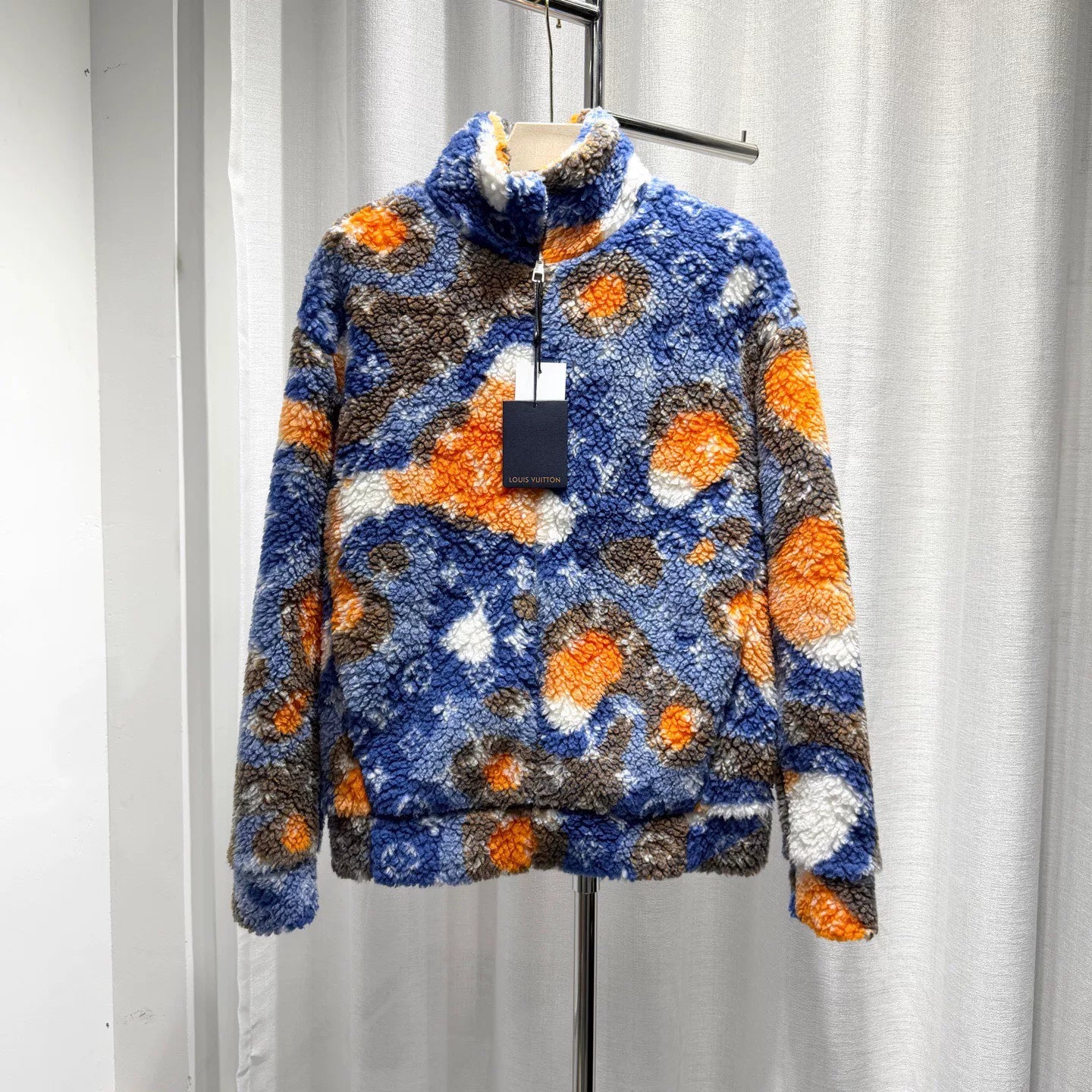 Louis Vuitton Fleece Camo All-Over Print Stand Collar Wool Jacket