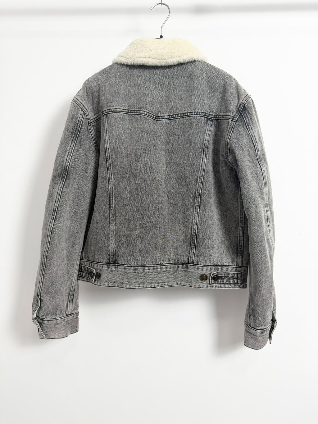 Saint Laurent SLP18SS Gray Washed Shearling Denim Jacket