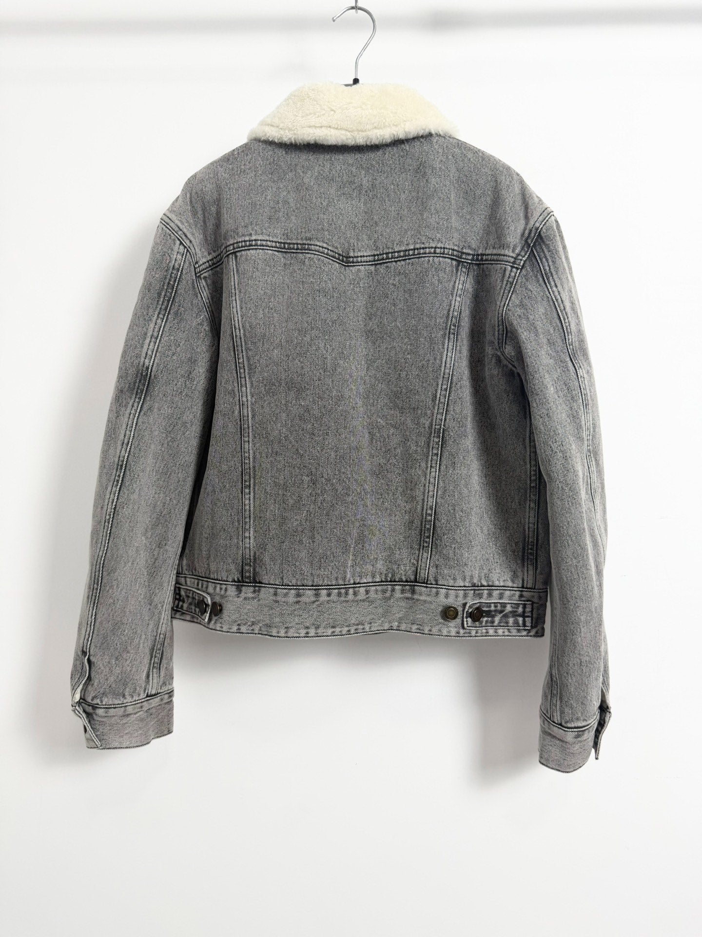Saint Laurent SLP18SS Gray Washed Shearling Denim Jacket