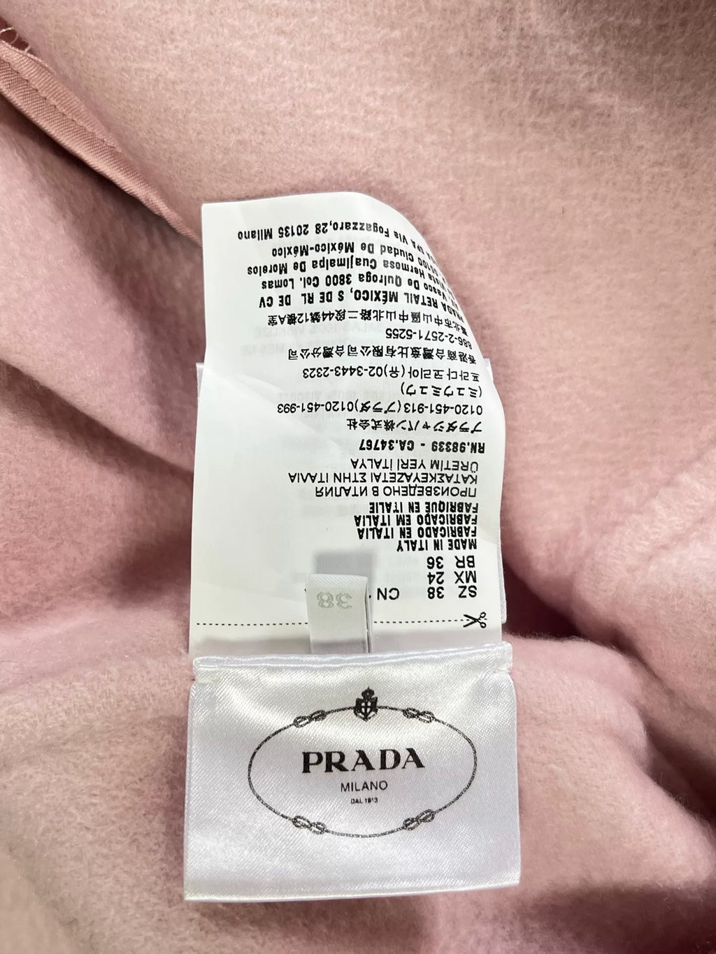 Prada Pink Cashmere Triangle Logo Cardigan