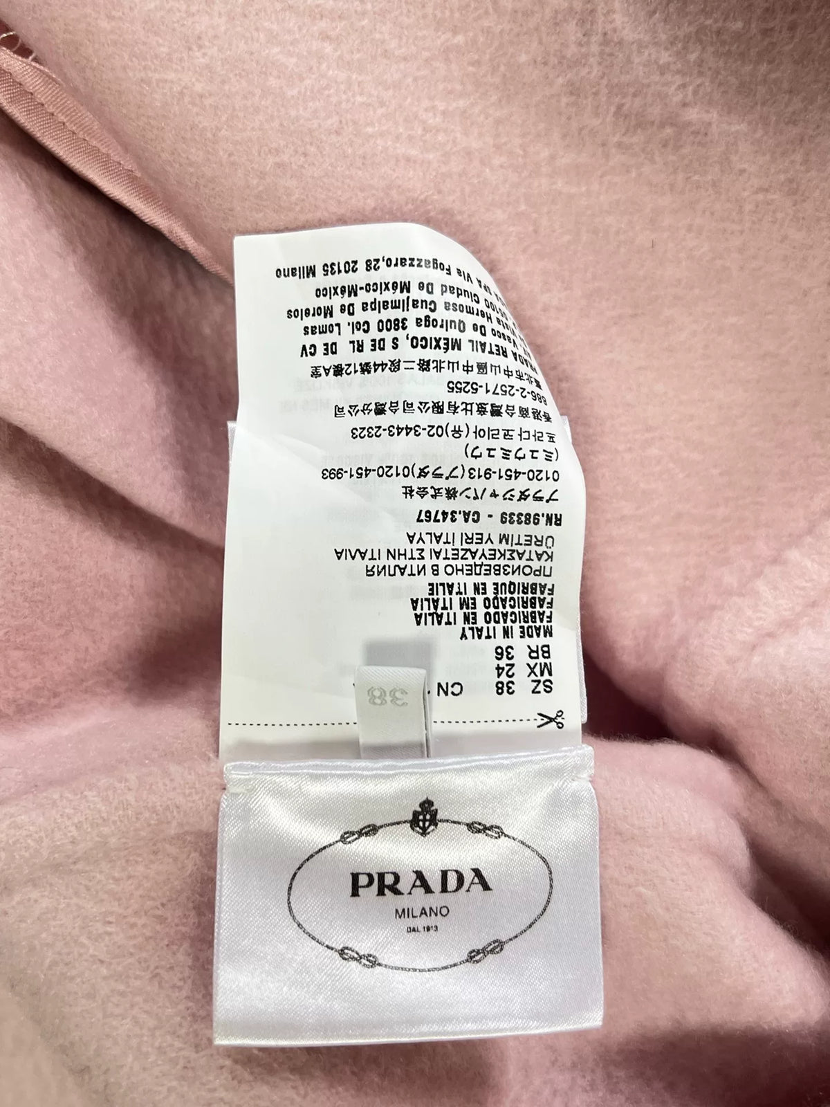 Prada Pink Cashmere Triangle Logo Cardigan