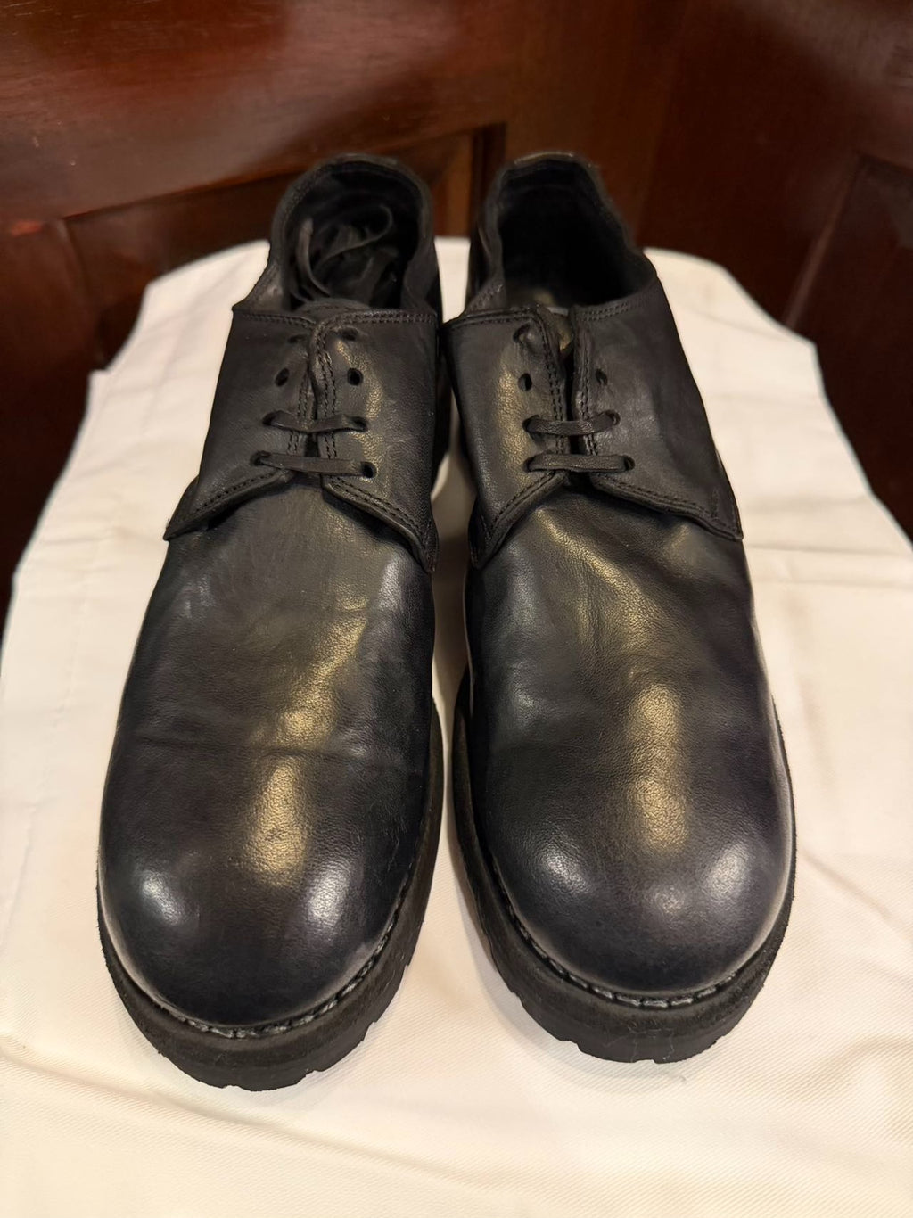 Guidi 792V Black Vibram Horsehide Derby Shoes
