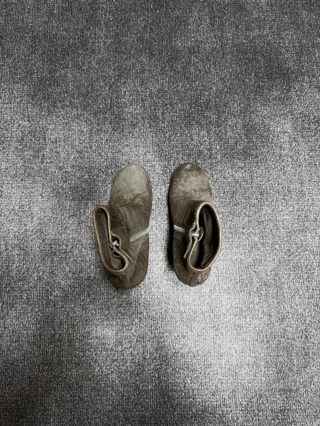 Rick Owens Asymmetric Zip Suede Wedge Boots