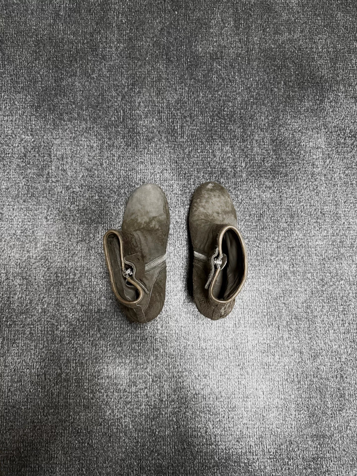 Rick Owens Asymmetric Zip Suede Wedge Boots