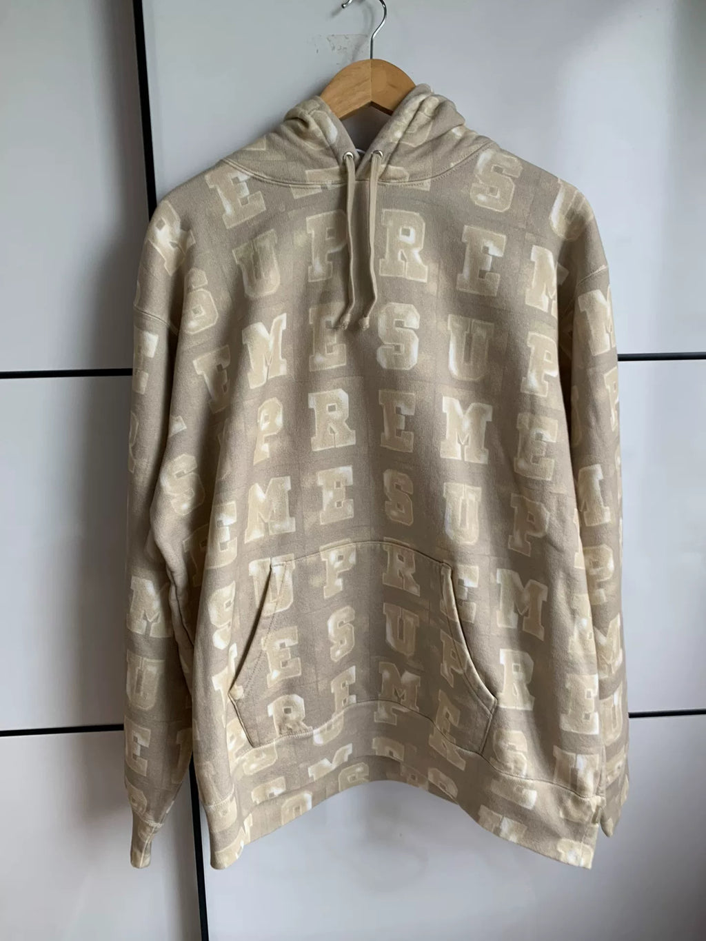 Supreme FW20 Week 1 Blocks Beige Hooded Sweater