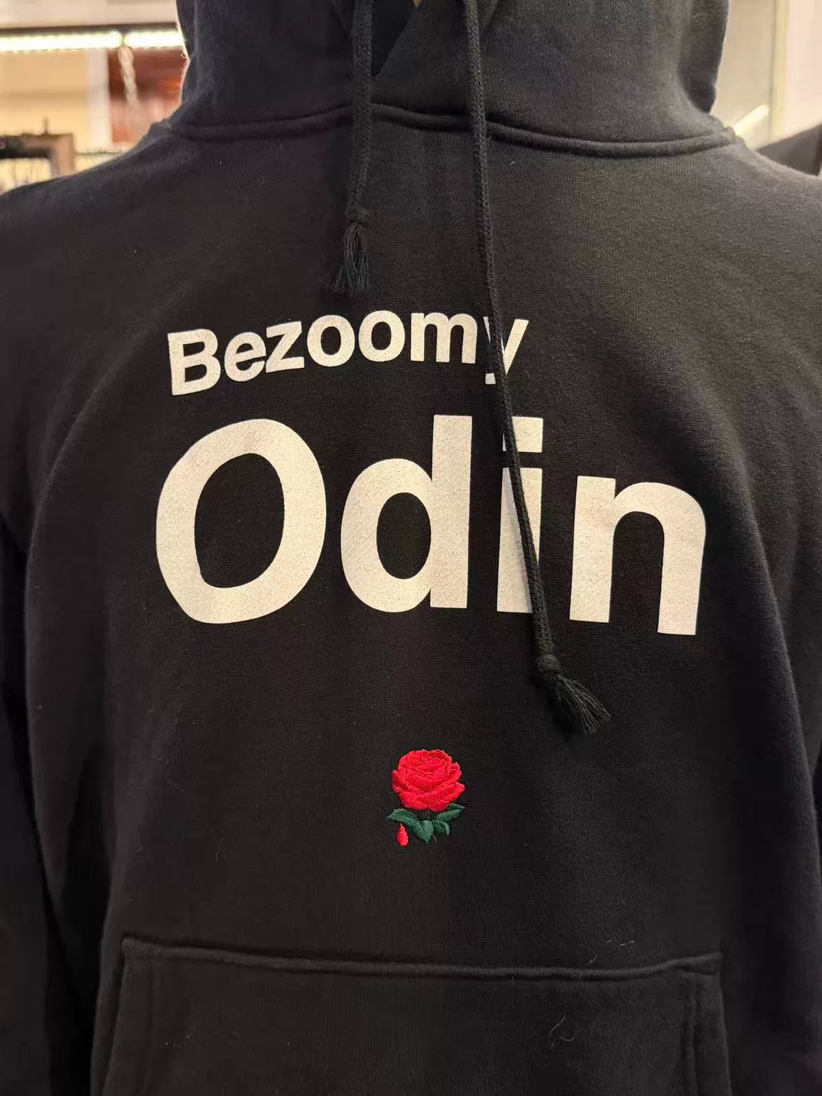 Undercover FW19 Black Red Rose Embroidered Hooded Sweater