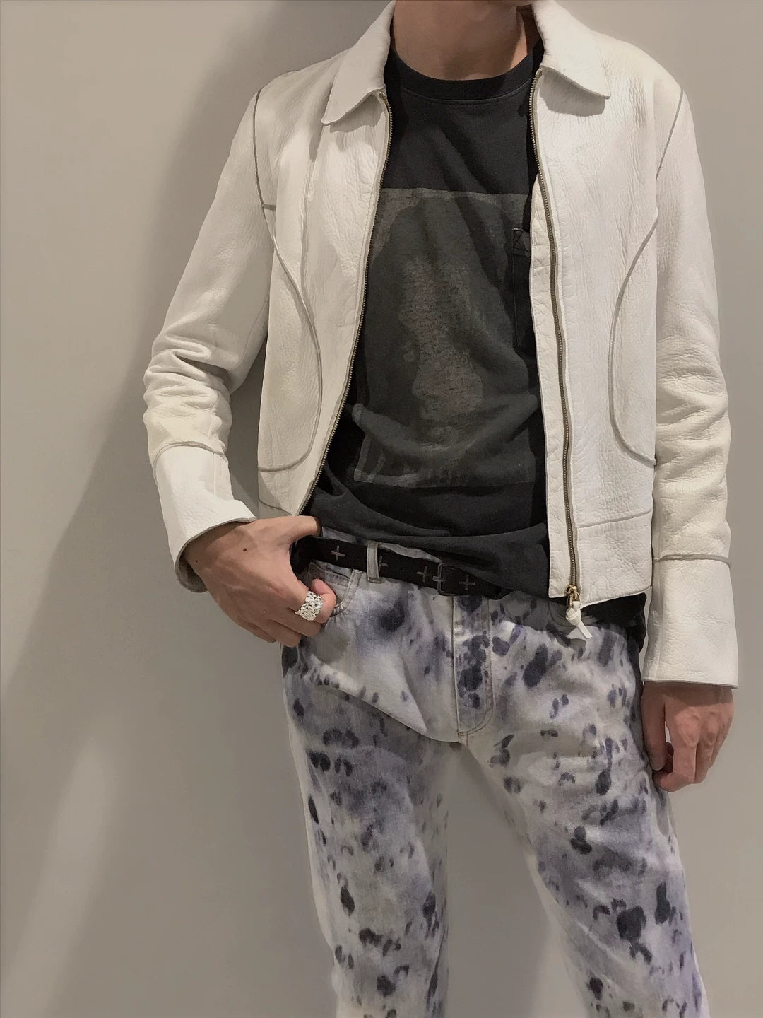 Maison Margiela Oil Stain Drip-Dyed 9‑Inch Jeans