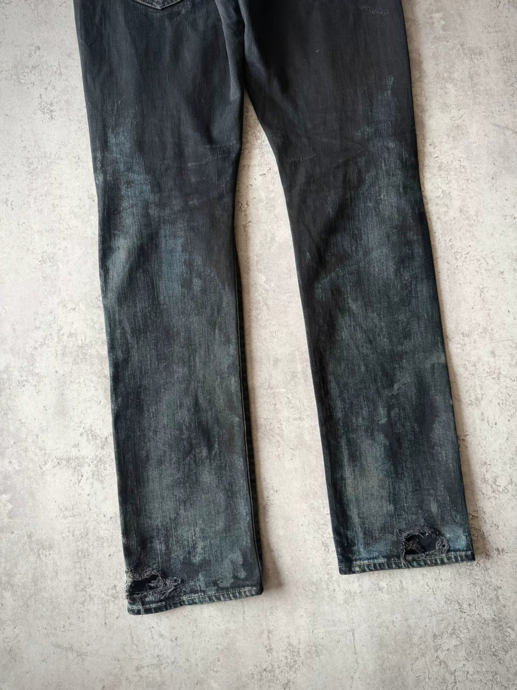 Saint Laurent Paris AW14 D02 Heavy Distressed Oil Stain Decay Jeans by Hedi Slimane