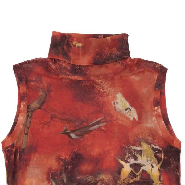 Jean Paul Gaultier Vintage Red Floral Mesh Top
