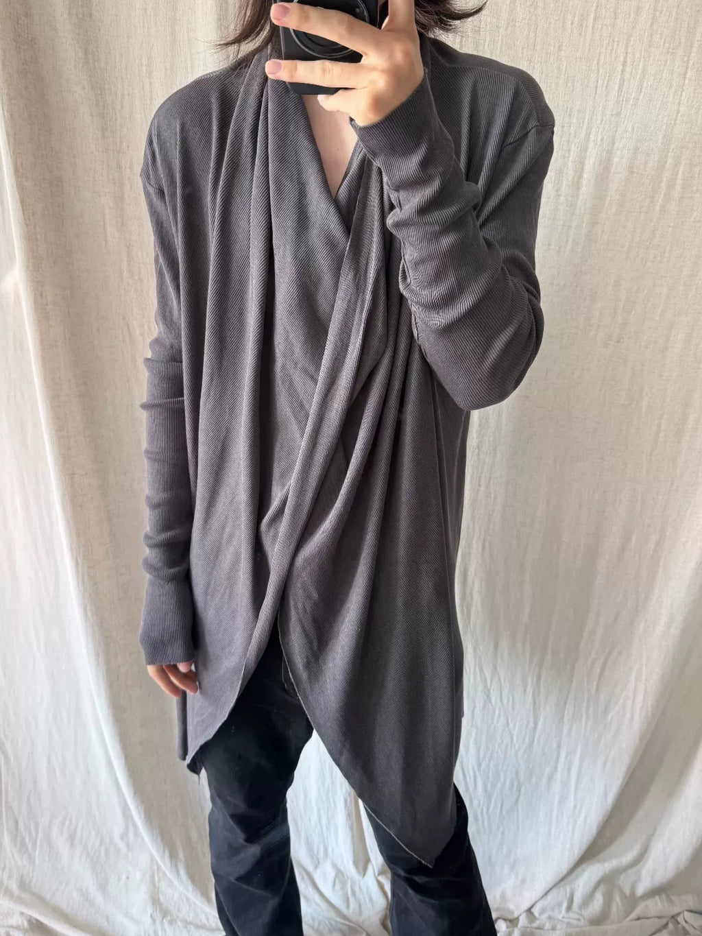 Julius FW22 Draped Split Long-Sleeve Cardigan