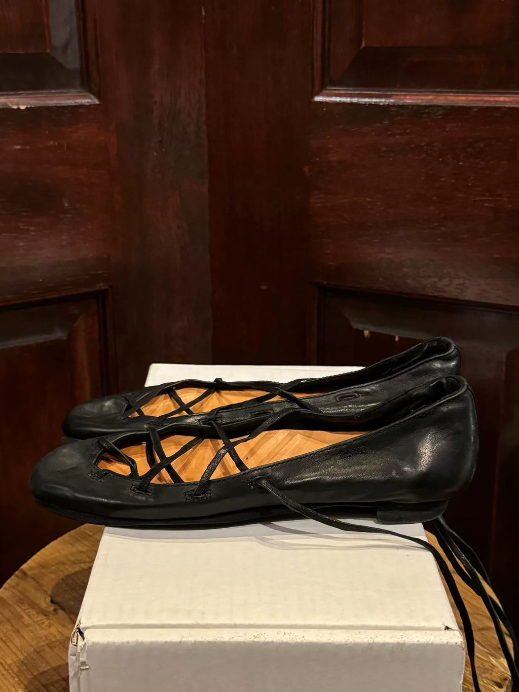Guidi SS16 Black BLKT Kangaroo Leather Lace-Up Ballet Shoes