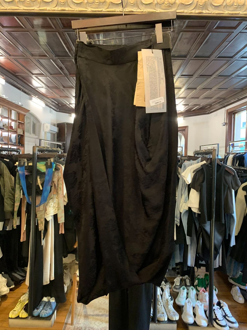 Uma Wang FW25 Black Main Gink Floral Jacquard Viscose Cupro Skirt