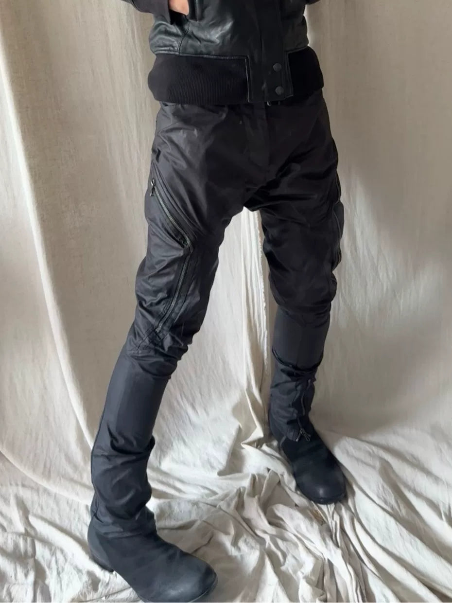 Julius FW22 Dark Vanguard Multi-Zip Coated Polyester Cotton Pants