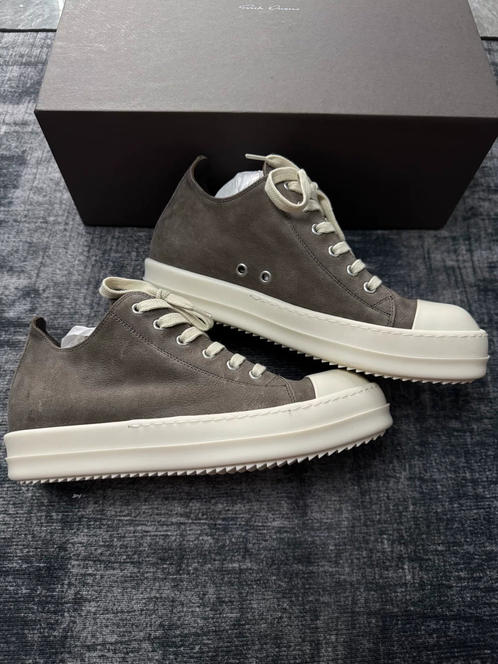 Rick Owens Brown Sheepskin Low Top Sneakers