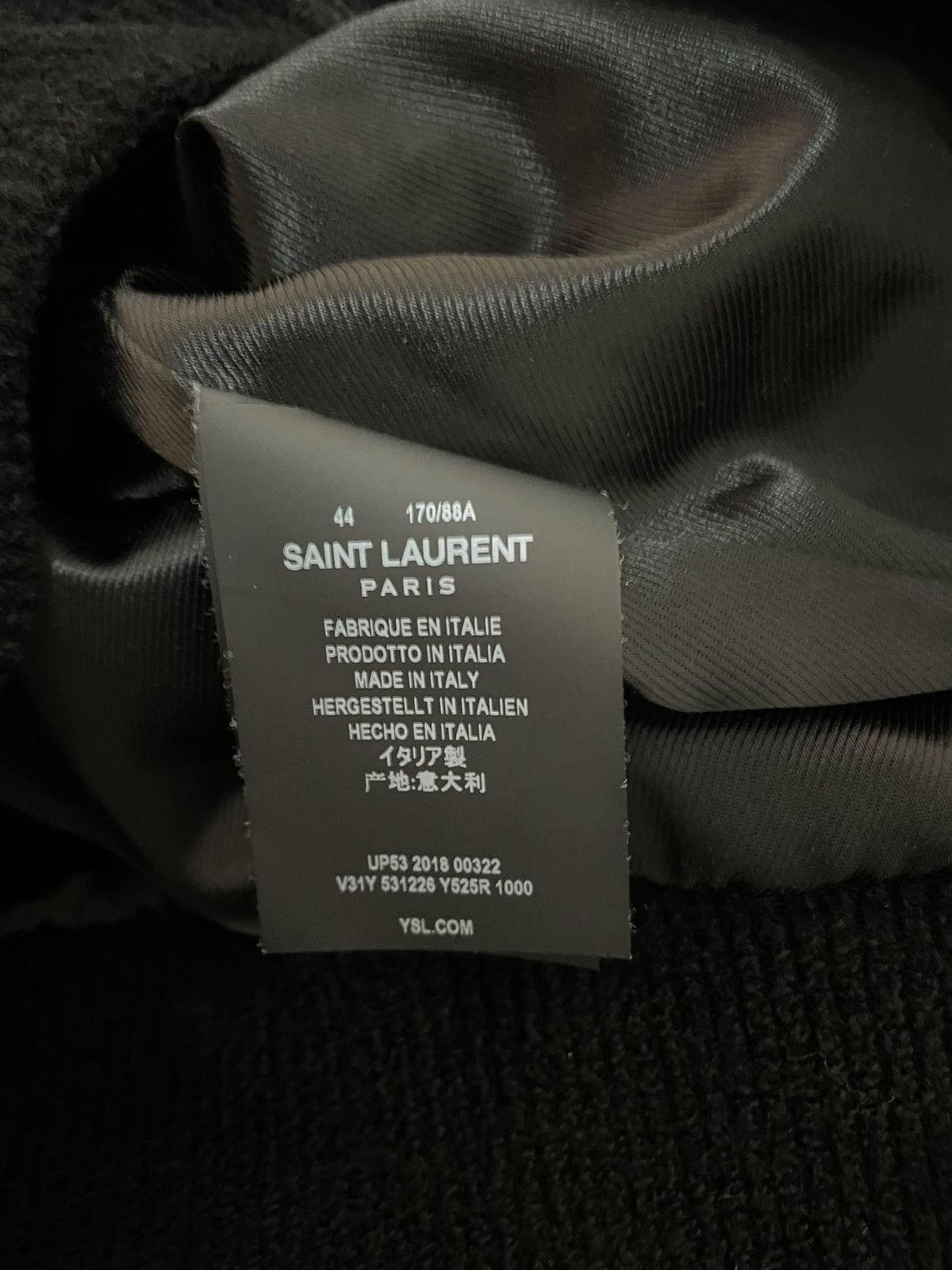 Saint Laurent FW18 Black Velvet Quilted Jacket