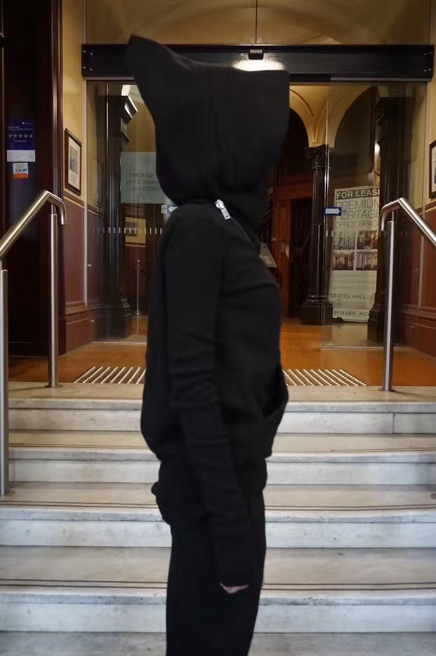 Rick Owens SS17 Black Mountain Wizard Hat Hooded Cotton Sweater