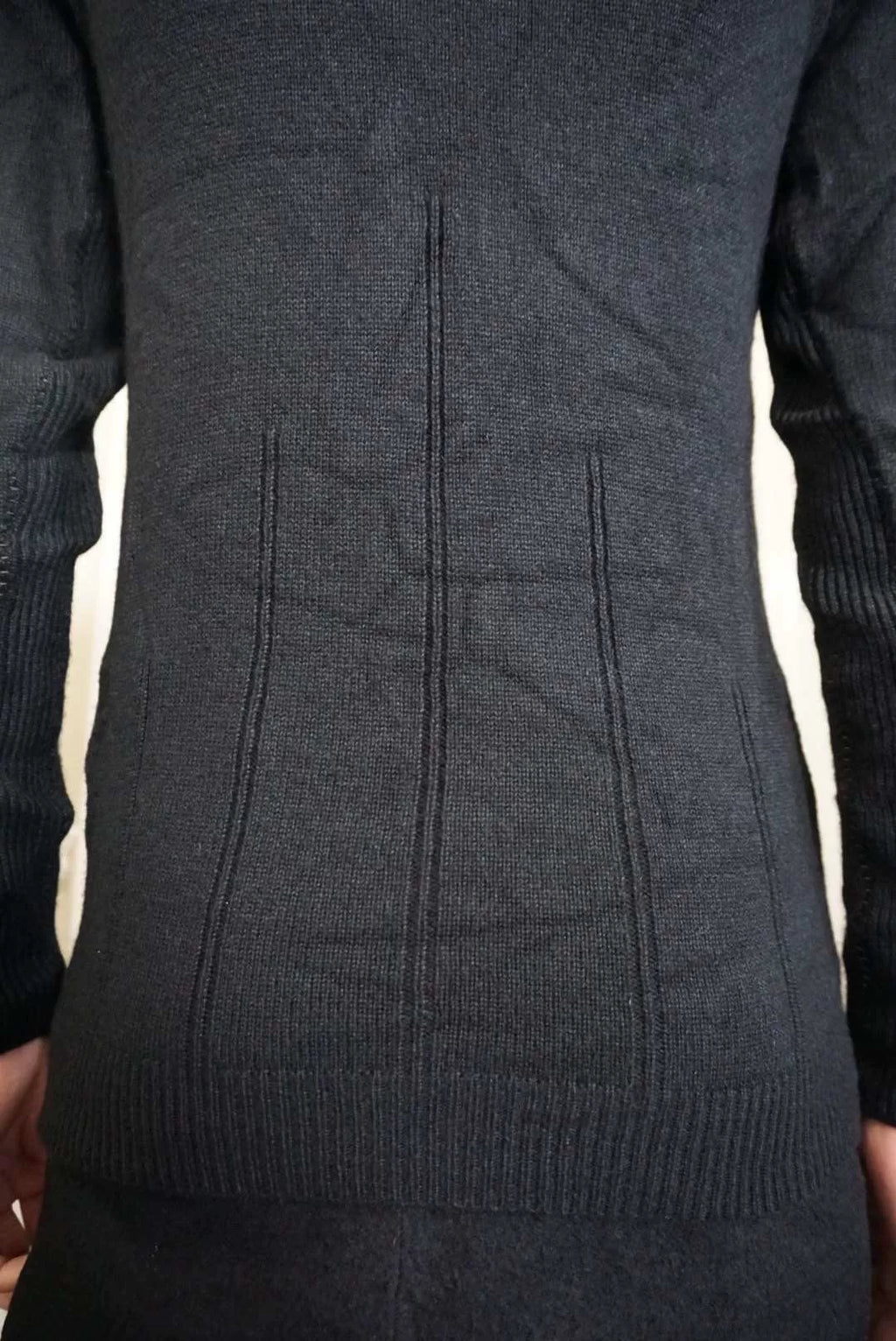 Layer-0 FW18 Grey Black Hand-Stitched Patchwork Cashmere Silk Sweater