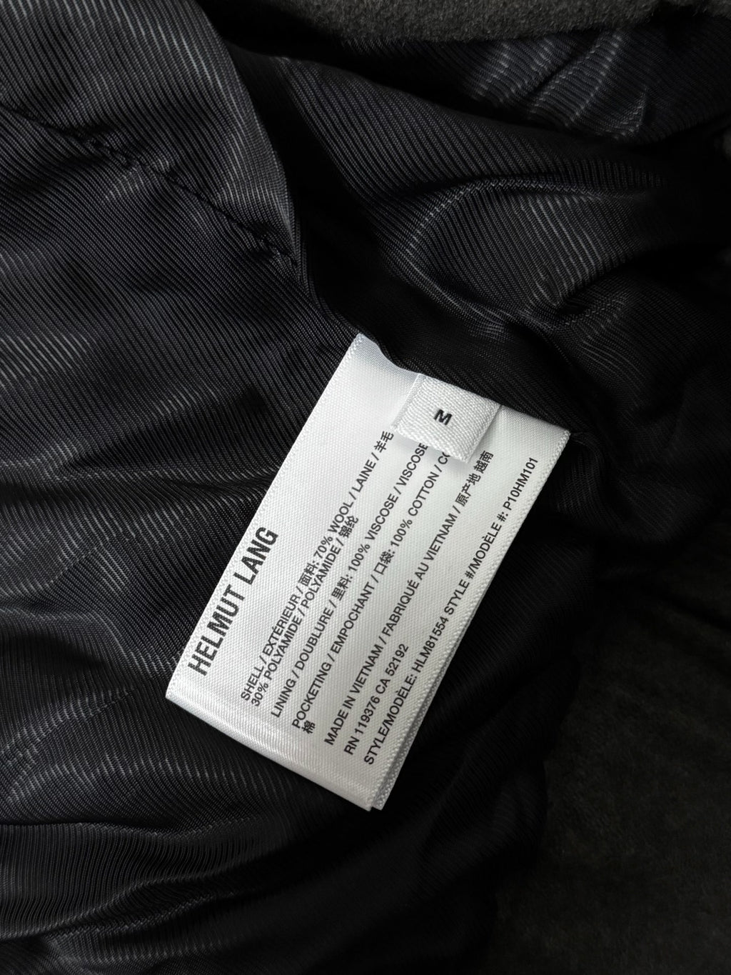 Helmut Lang SS26 Wool Jacket