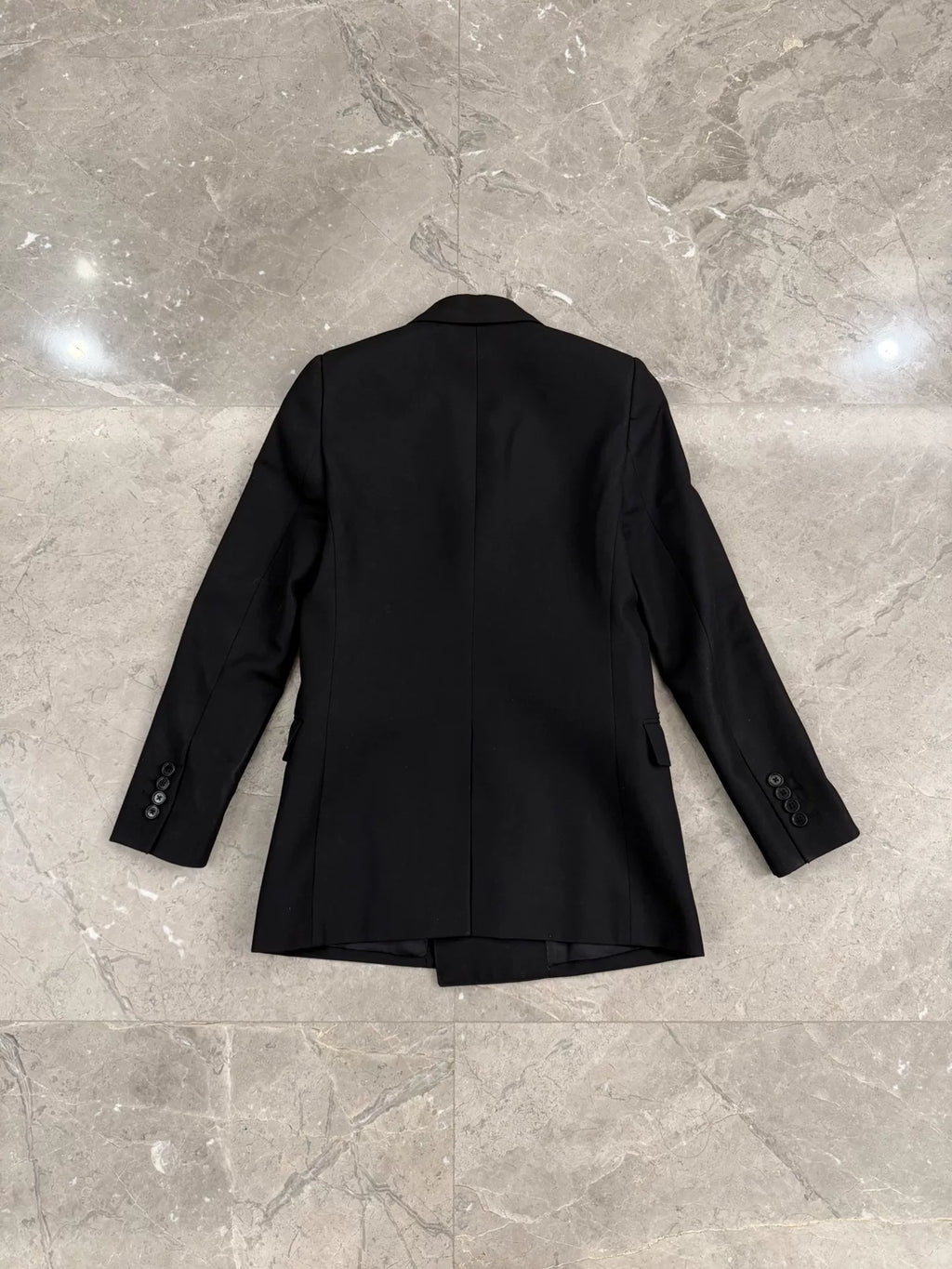 Celine SS20 Black Peak-Lapel Double-Breasted Wool Blazer by Hedi Slimane