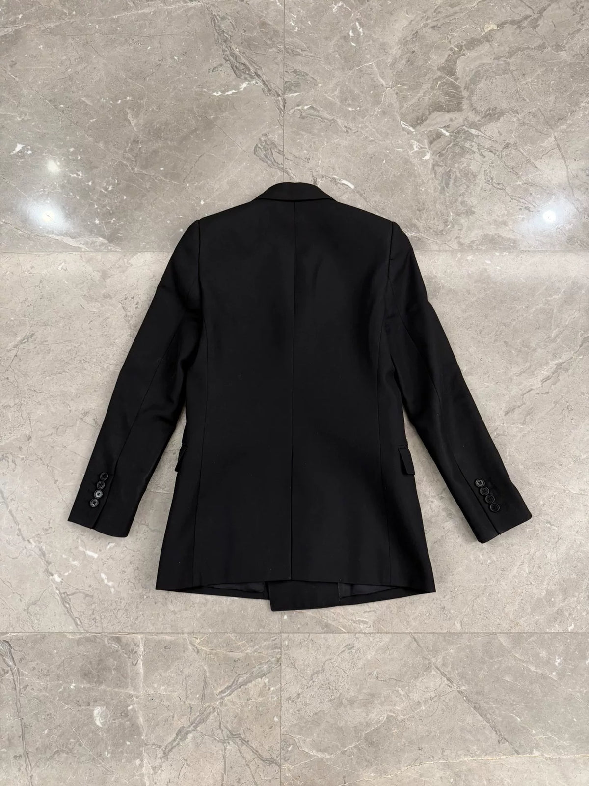 Celine SS20 Black Peak-Lapel Double-Breasted Wool Blazer by Hedi Slimane