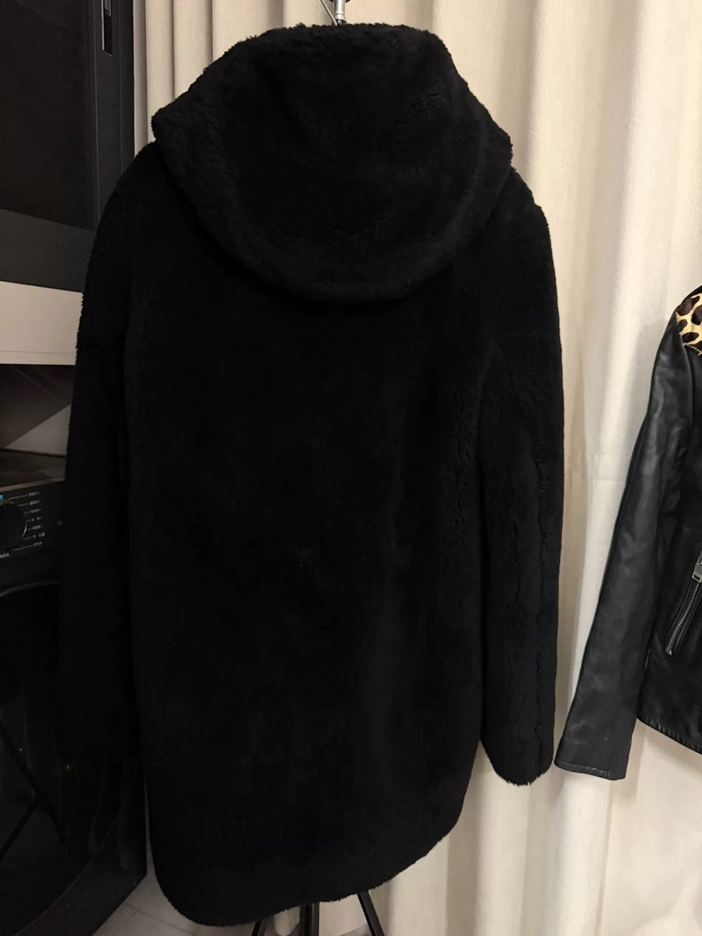 Saint Laurent FW21 Anthony Vaccarello Horn-Buckle Hooded Wool Silk Coat