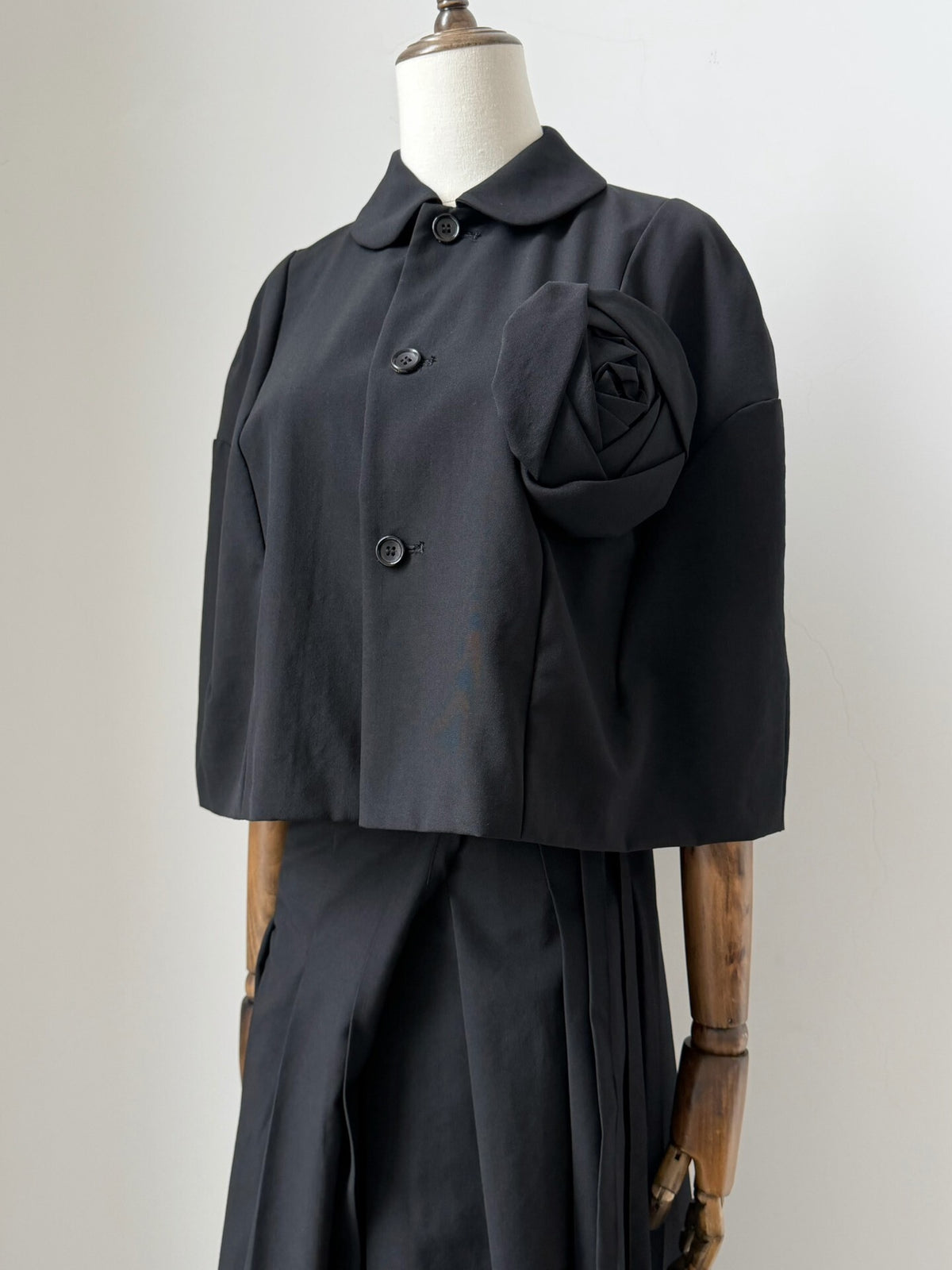 Comme Des Garcons 3d Rose Cape Midi Two-Piece 1996 Skirt Wool Coat