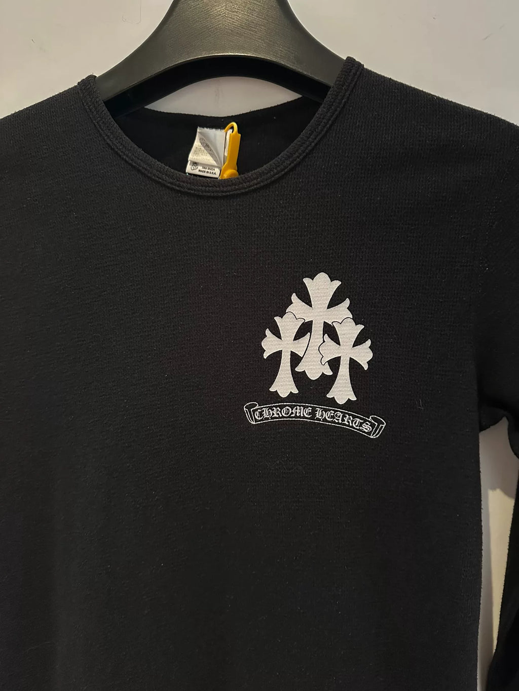 Chrome Hearts Black Waffle Grid Dragon Spine Cross Print Top