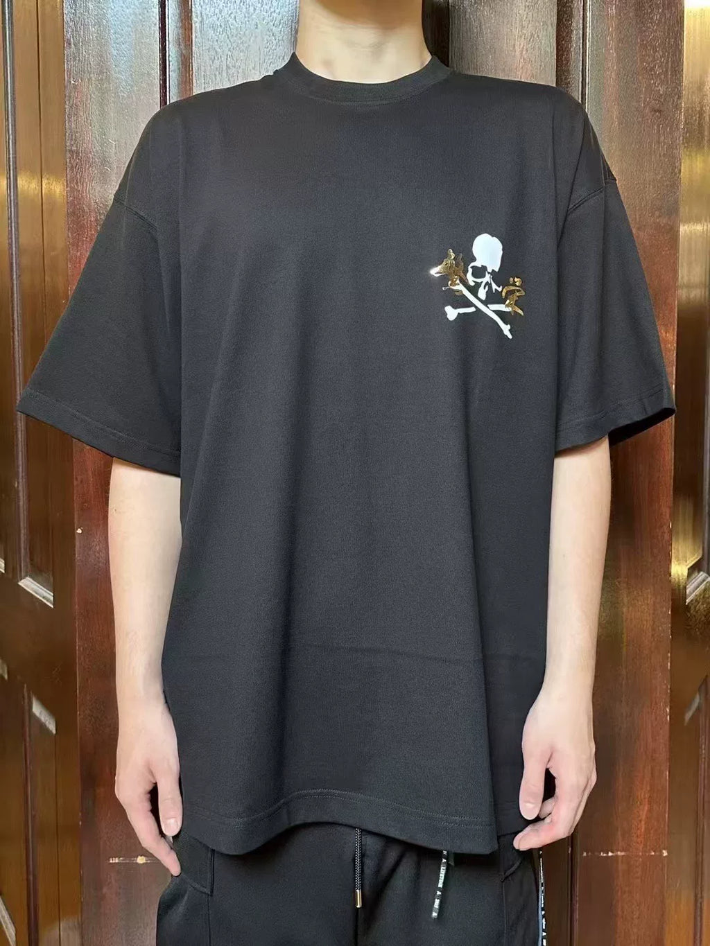 mastermind Japan SS25 Black Prosperity Gold Foil Print Suvin Cotton T-Shirt