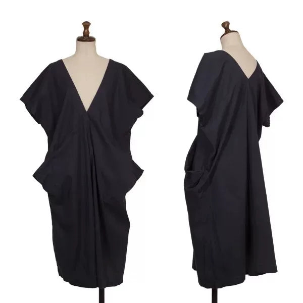 Issey Miyake Vintage Navy V-Neck Dress