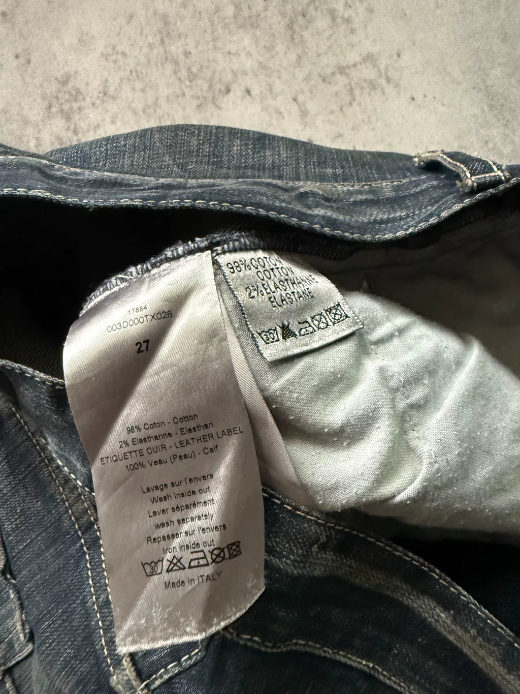 Dior Homme 11AW Distressed Dark Blue Denim Jeans