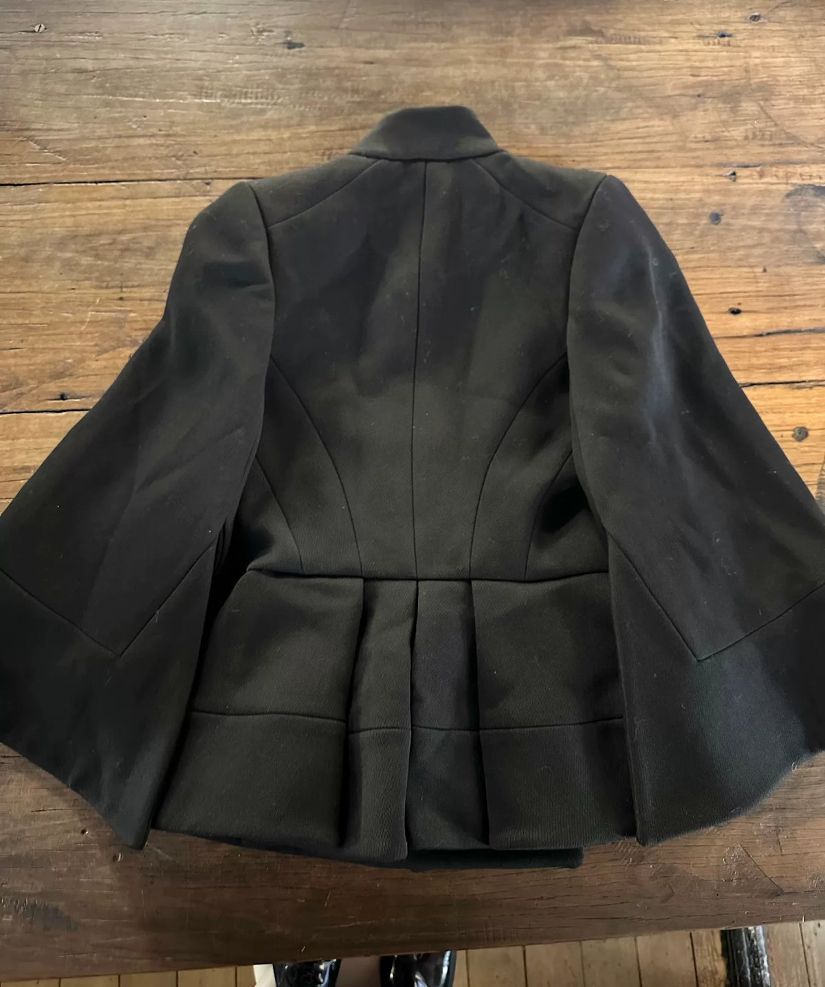 Alexander McQueen FW15 Black Bell Sleeve Floral Skirt Wool Coat