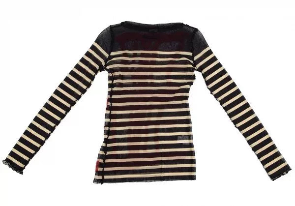 Jean Paul Gaultier Vintage Striped Floral Mesh Top